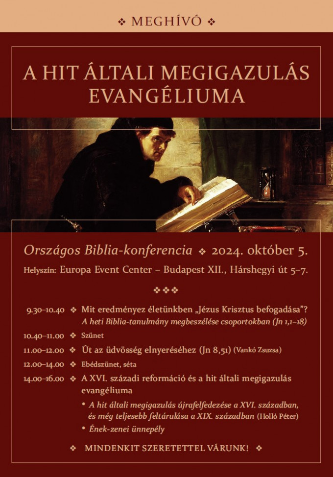 A hit általi megigazulás evangéliuma – Biblia-konferencia, 2024. október 5.