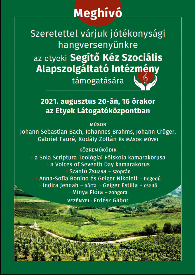 Jótékonysági hangverseny 2021. augusztus 20-án, 16 órakor