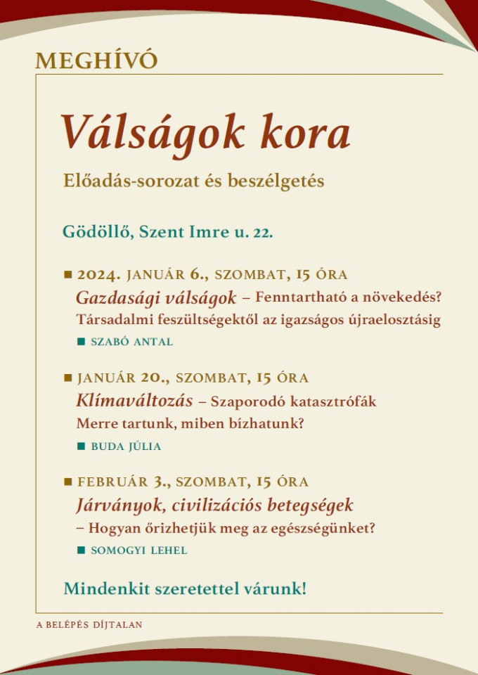 Válságok kora – Előadás-sorozat és beszélgetés Gödöllőn