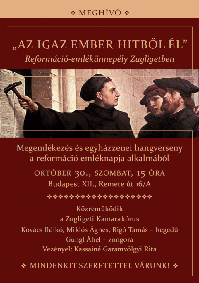 „Az igaz ember hitből él” – Reformáció-emlékünnepély Zugligetben
