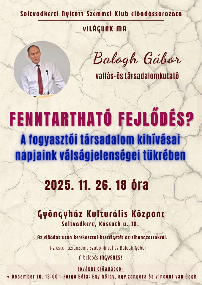 Fenntartható fejlődés? - előadás Soltvadkerten